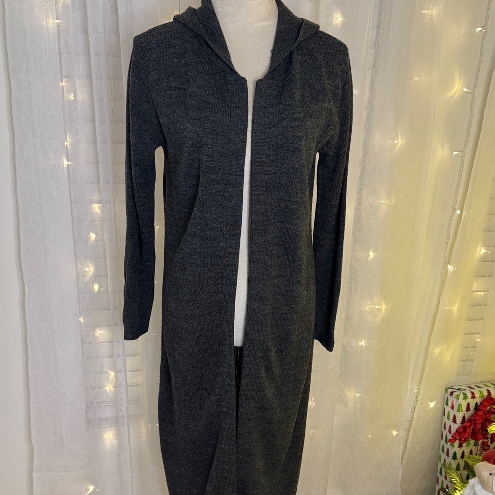 Cotton Emporium Dark Gray Hooded Cardigan